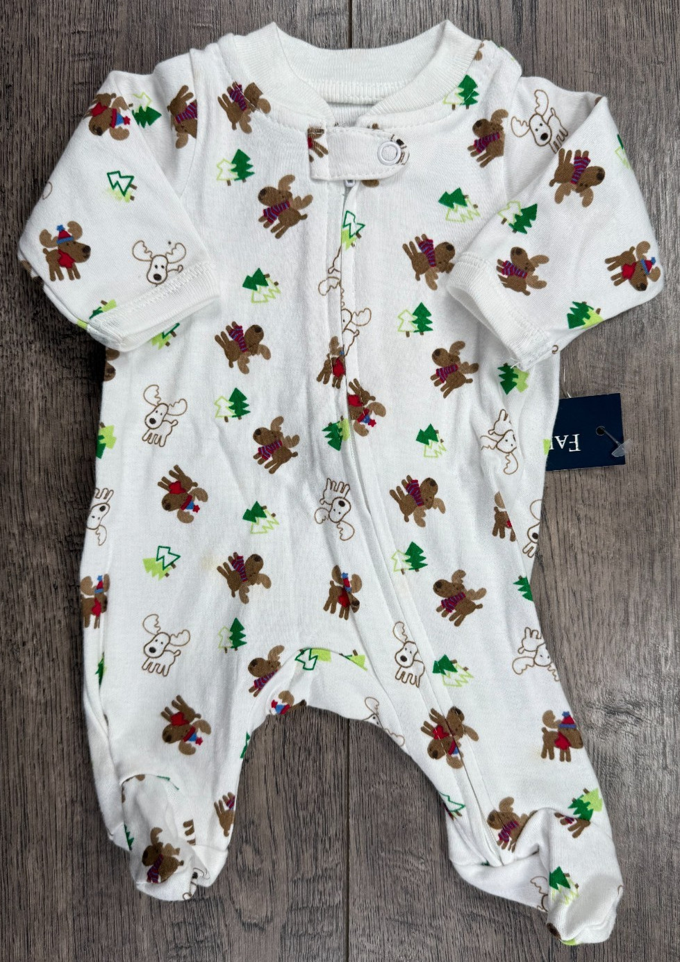 Baby Boy Clothes New Faded Glory Preemie Moose Scarf Footed Outfit