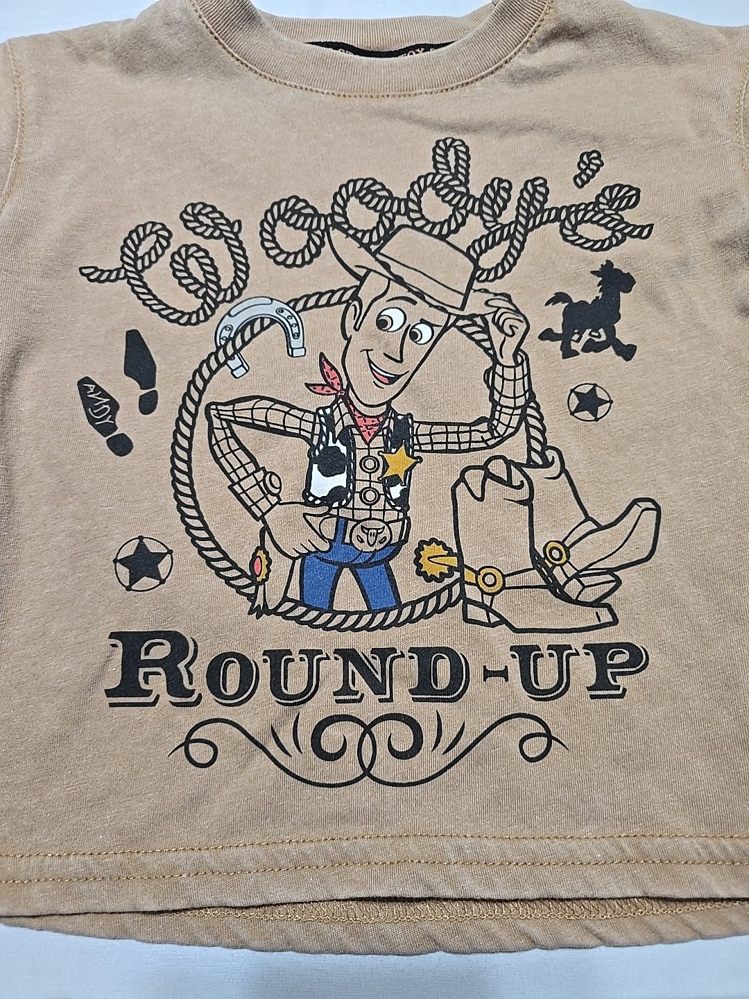 New Disney Toy Story Woody Baby Boys 12 Months Brown Cowboy Cotton Short Set