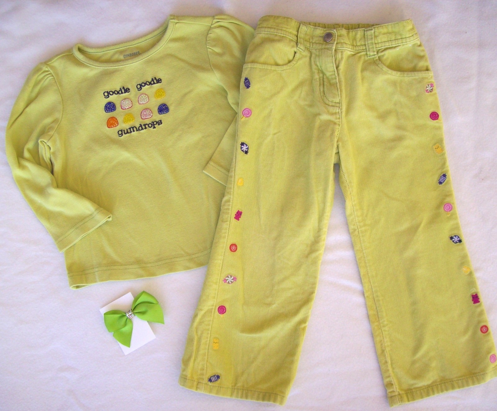 Girl 3T GYMBOREE Vintage Embroidered CANDY SHOPPE LS Top/ Corduroy Pants Set