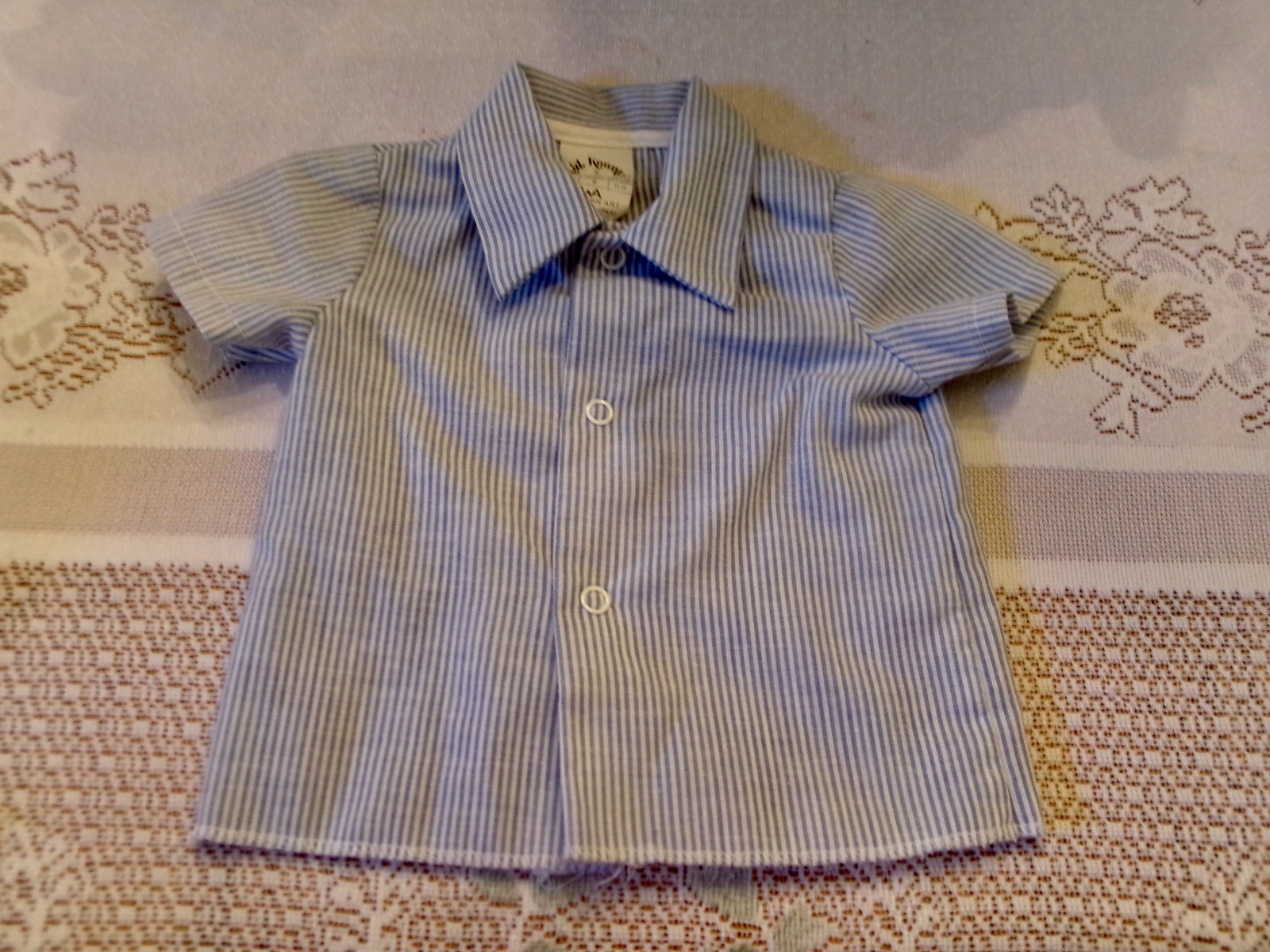 Baby boy western denim overalls & stripe shirt red hat& bandana applique 3-6mo