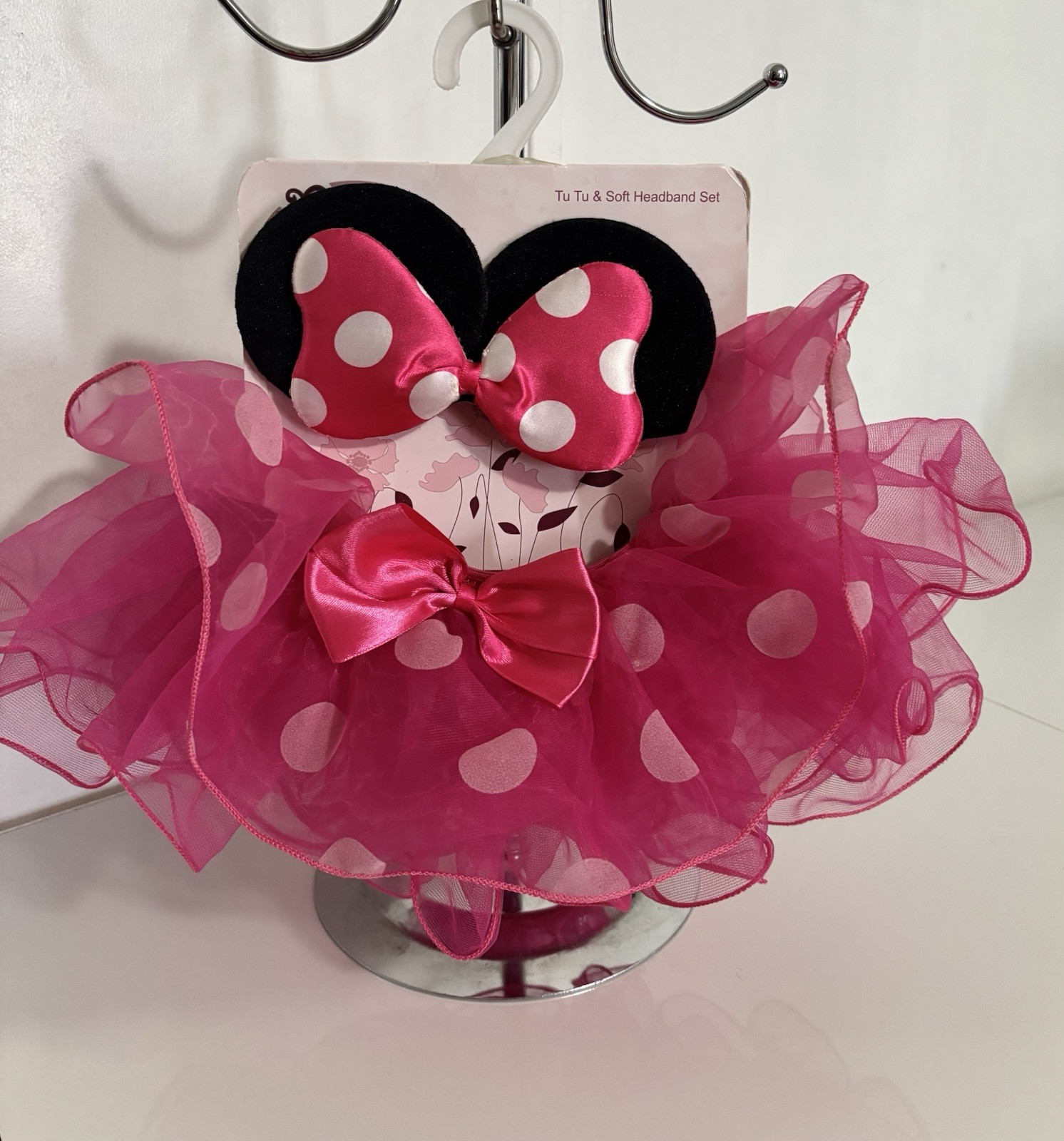 Poppy & Plum Disney MINNIE MOUSE Hot Pink Polka Dot Tutu Ears Baby Toddler NWT