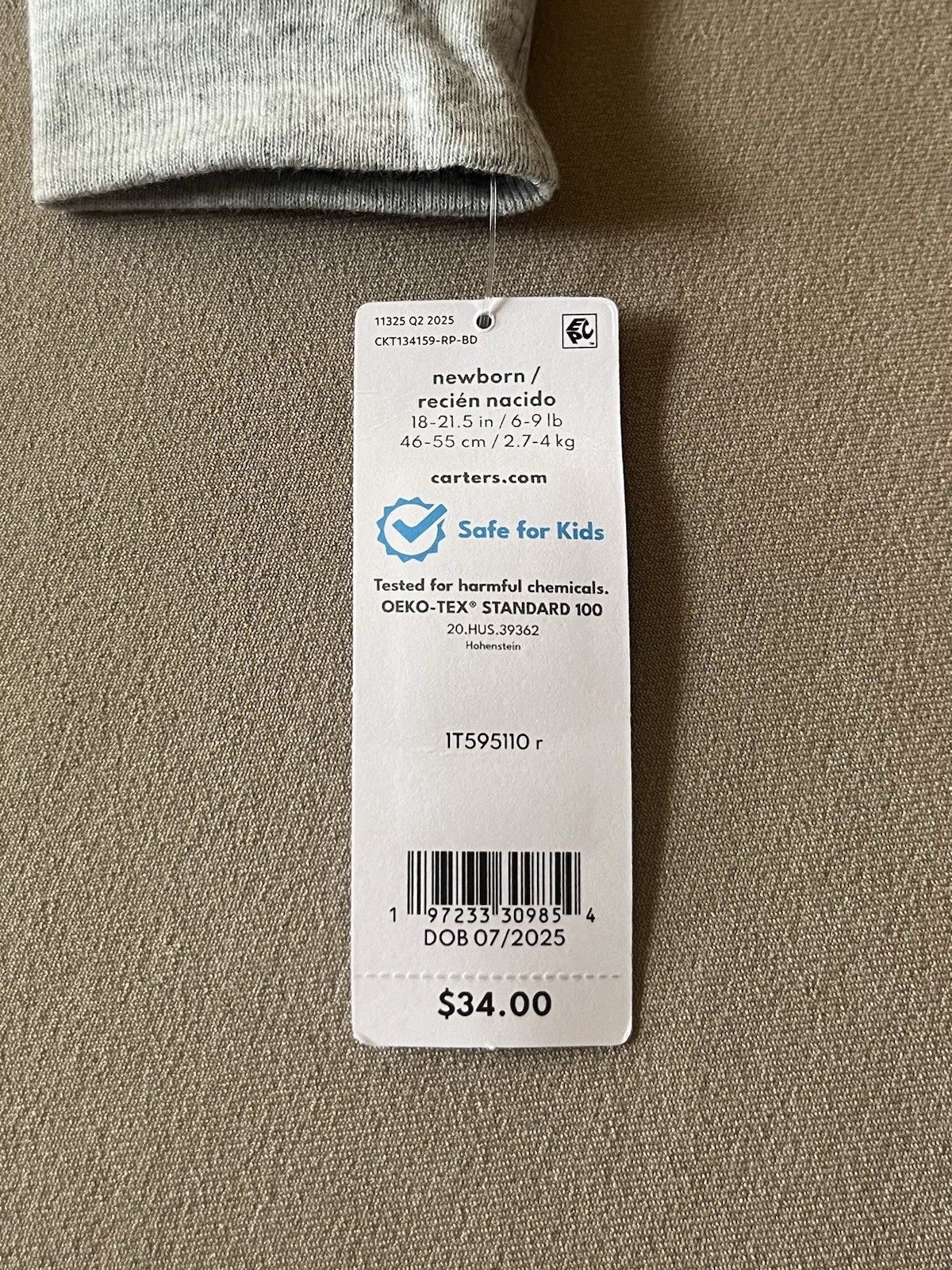 Carter’s Baby Boys Newborn THREE Piece Set-Bodysuit, Pants & Vest, New With Tags