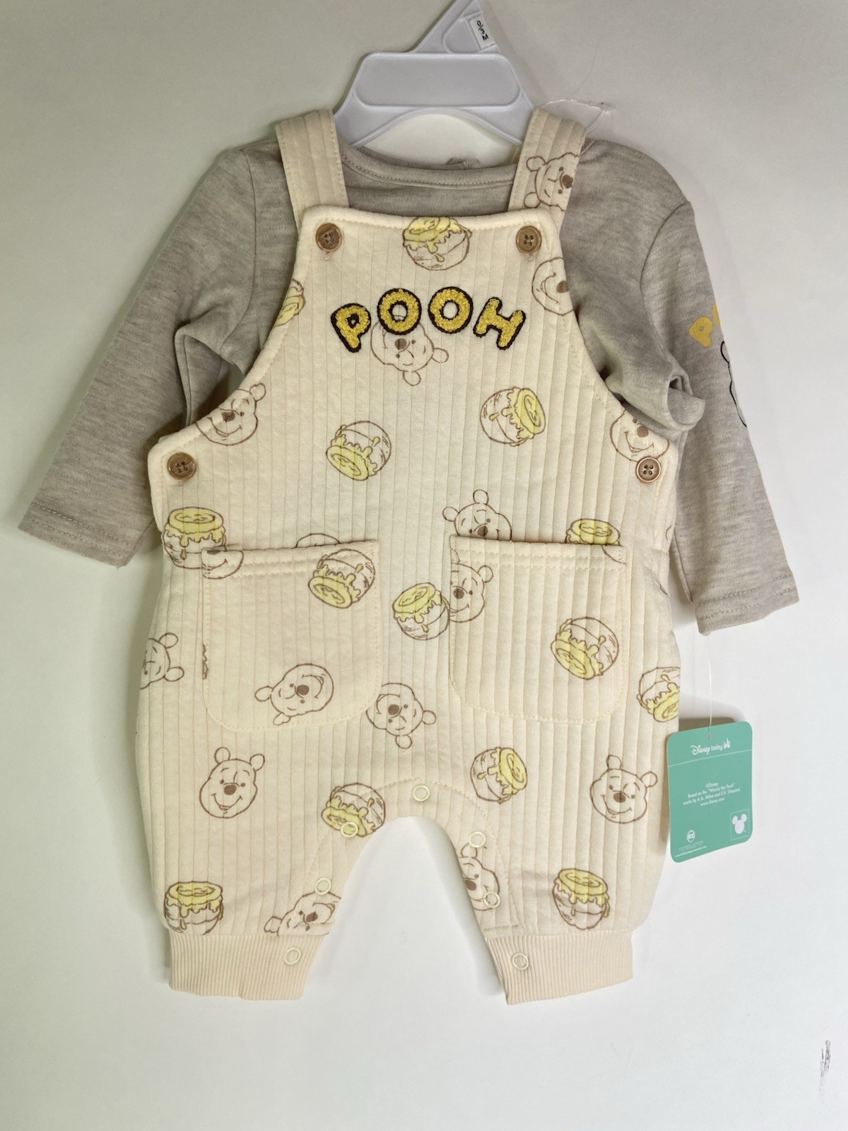 Disney Baby Winnie the Pooh 2 Piece Outfit Set Overalls T-Shirt Boys 0-3 Months