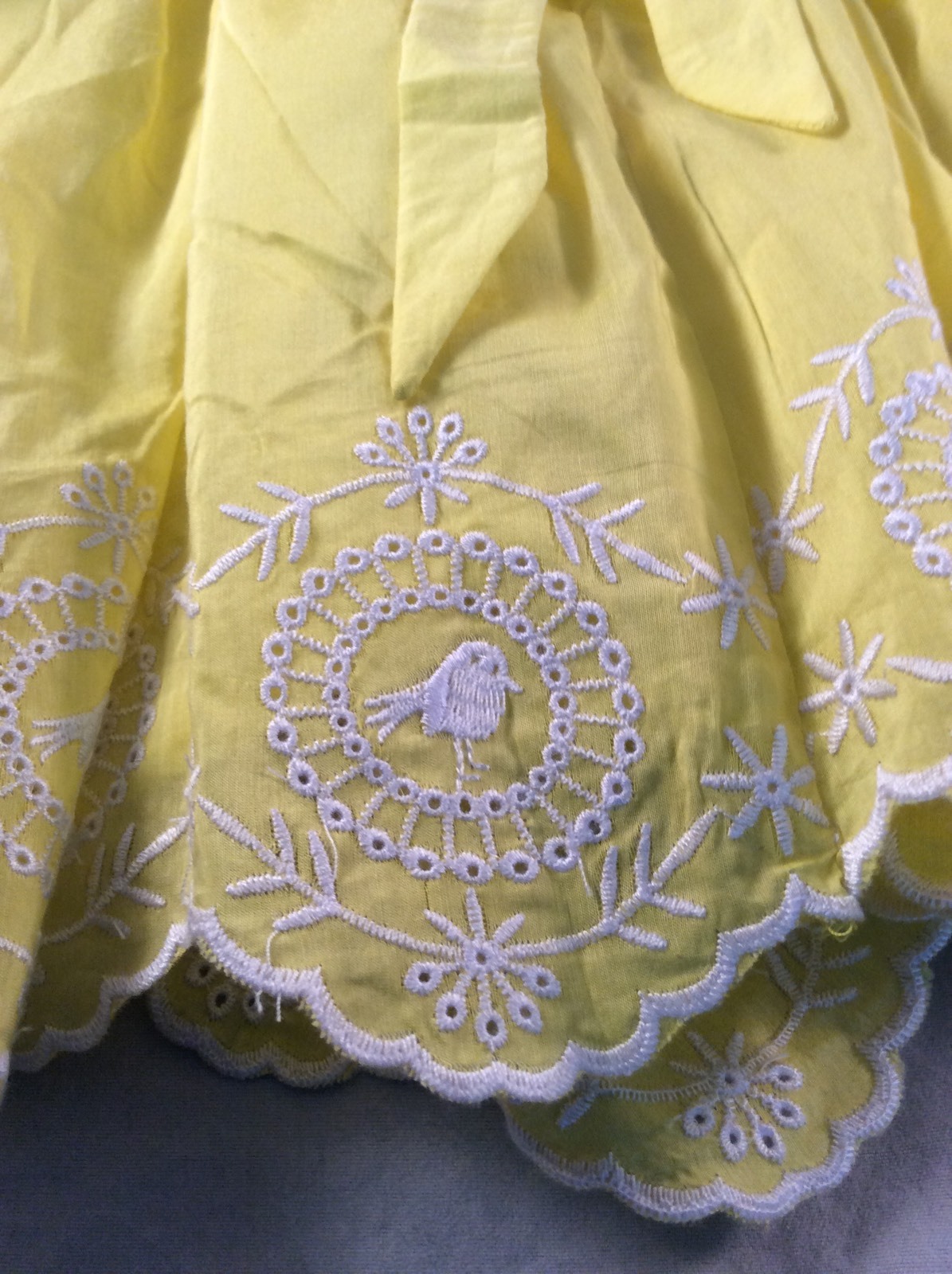 Egg Baby Yellow Dress 18 Months Embroid Peter Pan Dress New With Tags Box Q