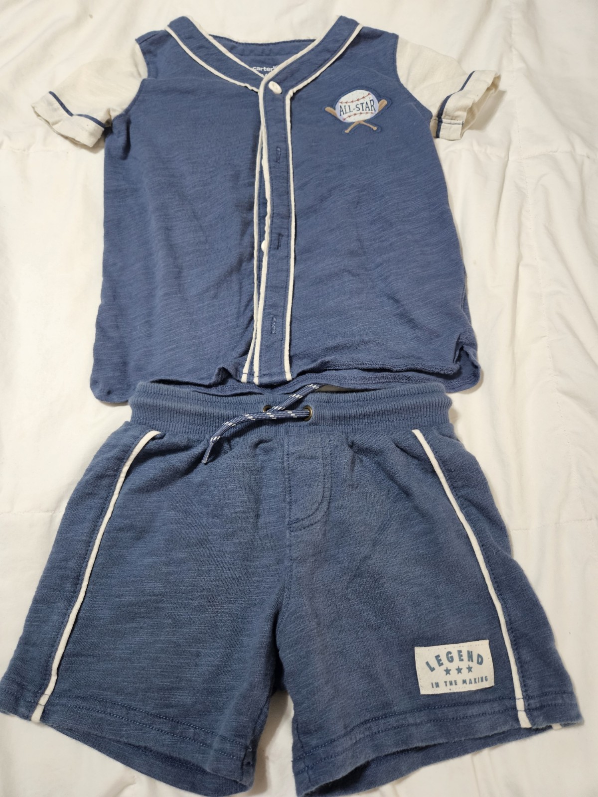 Cotton Jersey Baseball-Inspired Outfit, Carter’s All Star Toddler Set 3T/3A