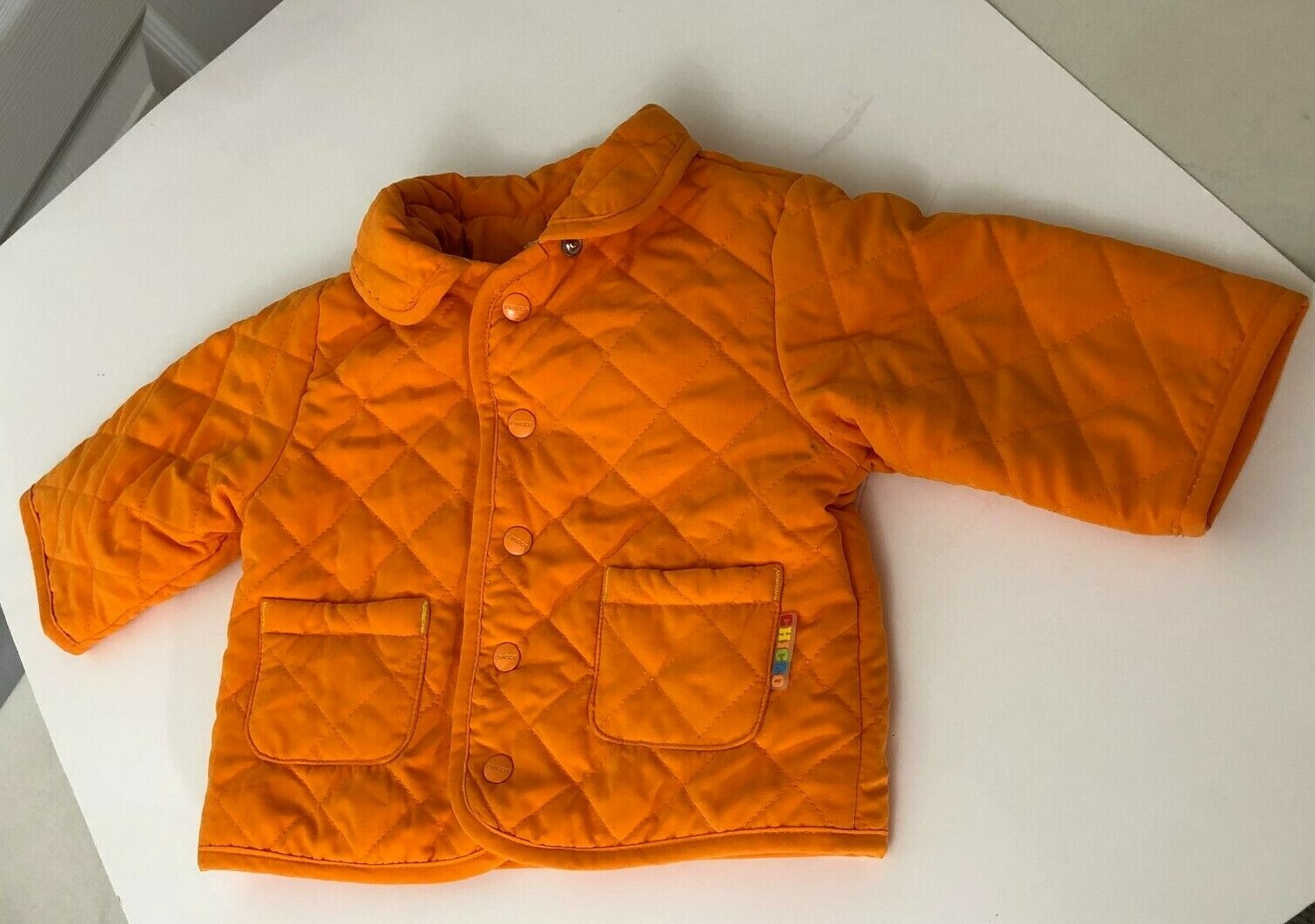 NWT Chicco Quilted Jacket Corduroy Pants Infant 6 Mod Hood Orange Yellow Thermal