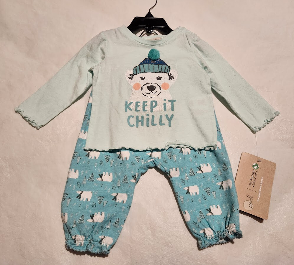 NWT Peek Nature Conservancy Polar Bear Top Pants Outfit 6-12 Months Baby Girl