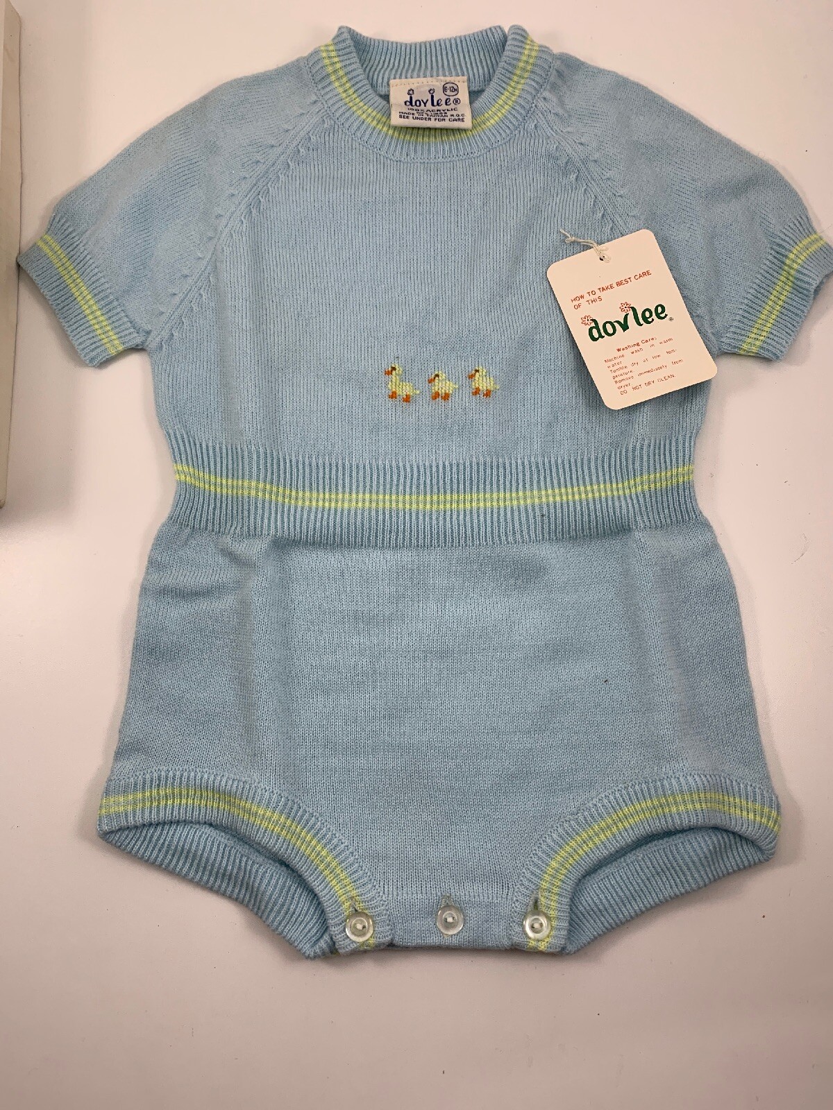 Vintage Dovlee Knitted Baby Sweater Bodysuit One Piece Romper 6 12 Months NWT