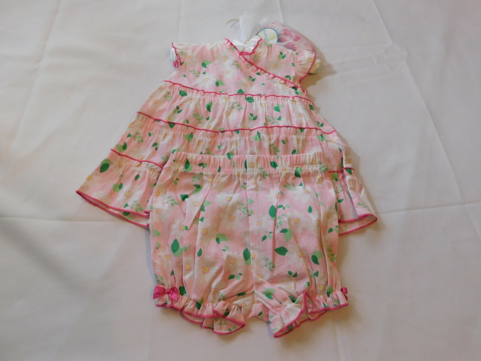 Little Wonders Baby Girl’s 3 piece set Dress Bloomers & Headband 3/6 Months NWT