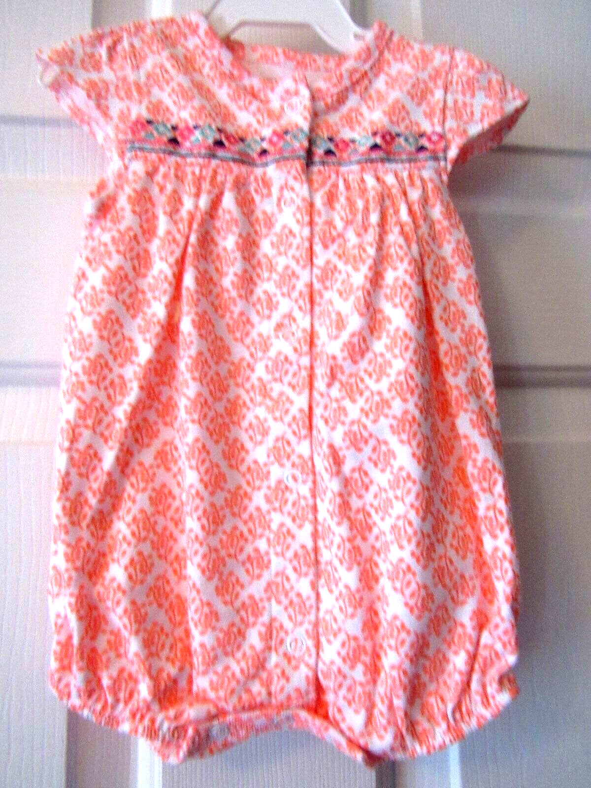 NWT INFANT GIRLS ORANGE MULTI-COLOR EMBROIDED CARTER’S ROMPER SIZE 3 MO