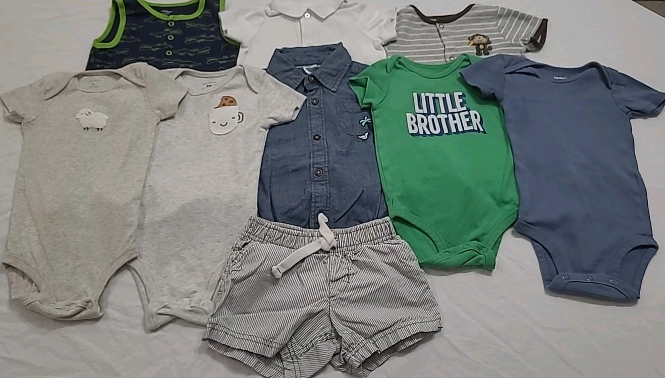 9PC Baby Boys 9 Months Short&sleeveless Shirts Rompers Shorts Summer Spring Lot