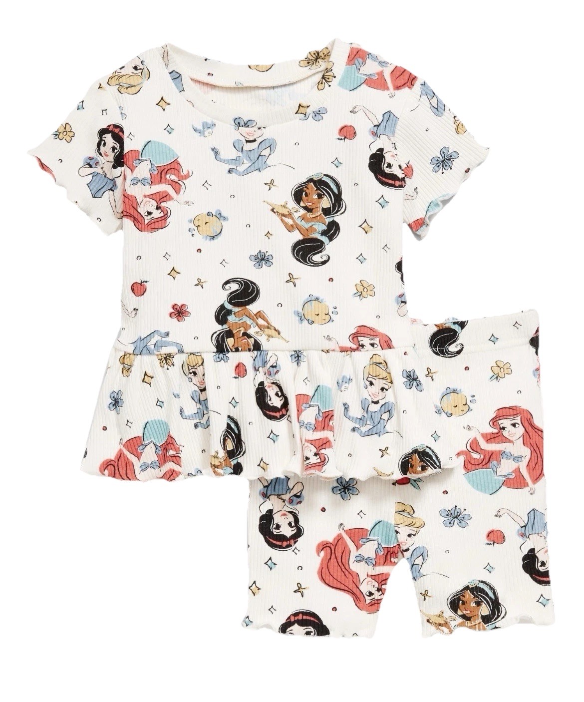 Disney Baby Girl Princess Outfit 3-6 Months Shorts Shirt 2 PC Set Cute New