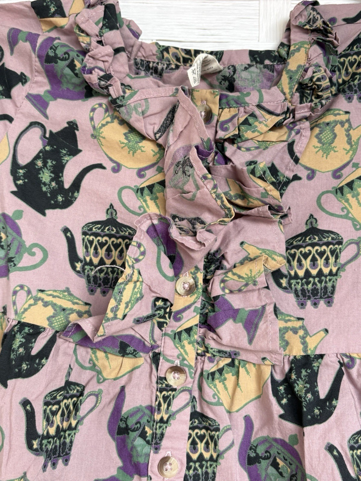 Kate Quinn 4T Tea Cup Bell Bottom Wide Leg Ruffle Jumpsuit Plum