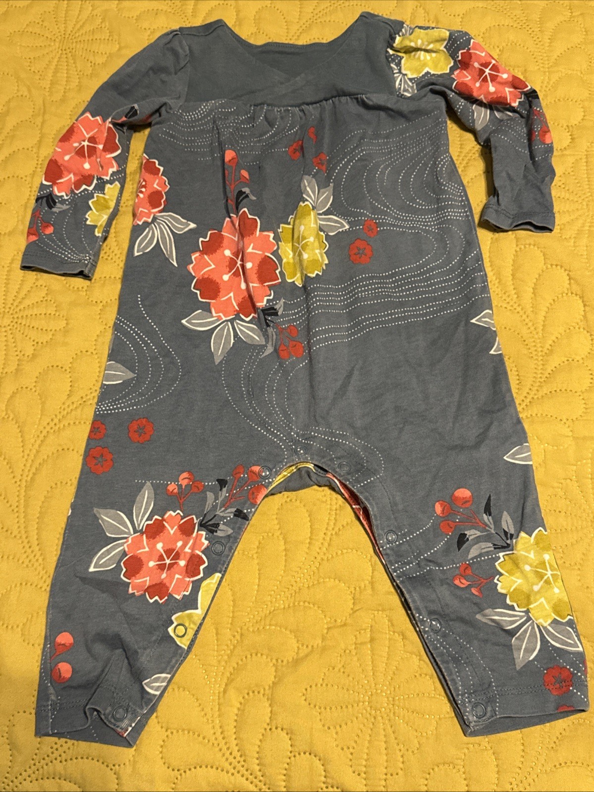 Tea Collection Floral Outfit Baby Girl Size 6-12 Months Cotton
