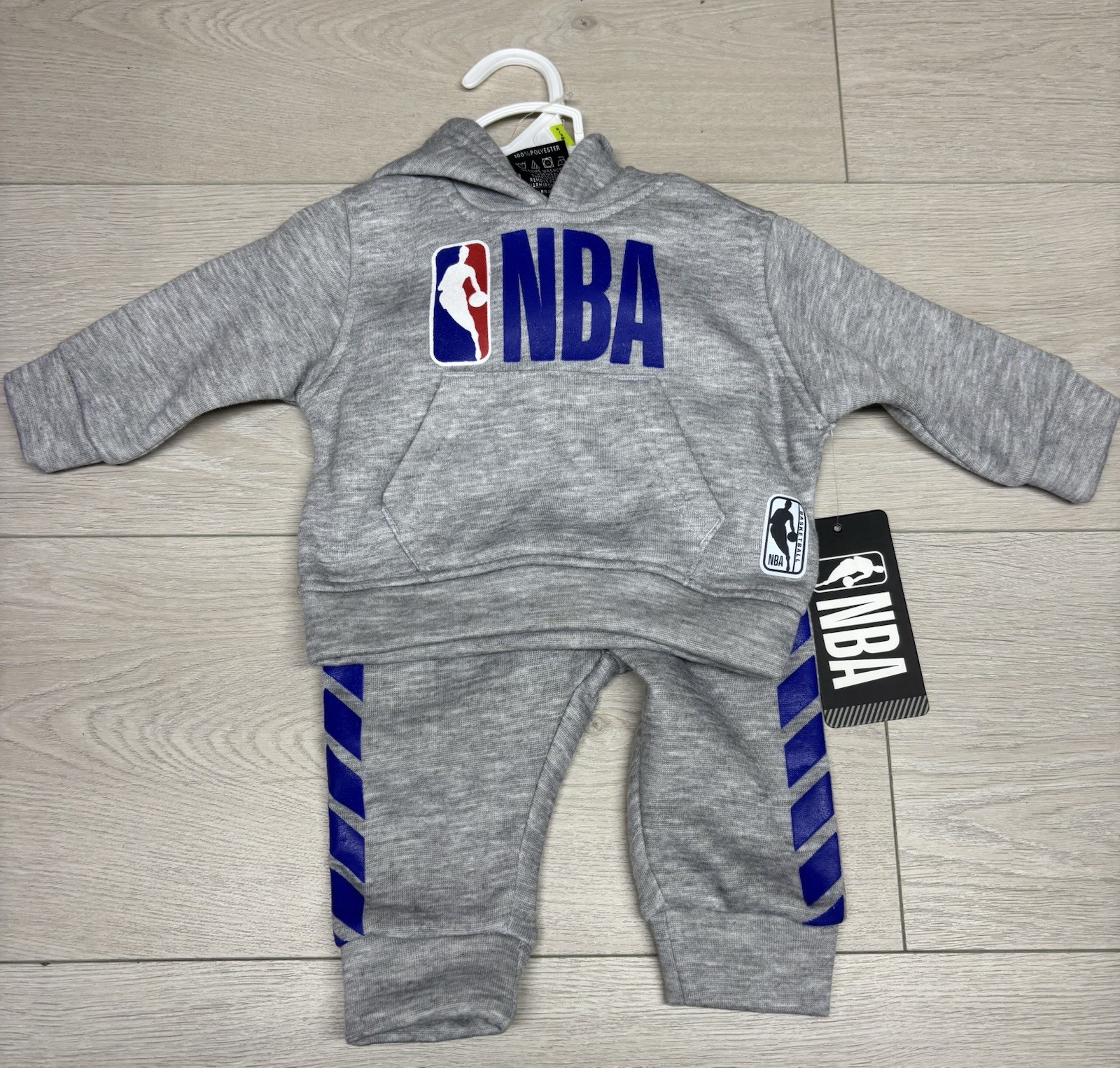 NBA Baby Sweat Suit Hoodie 2 Piece Set Size 0-3 Months Gray Color NWT