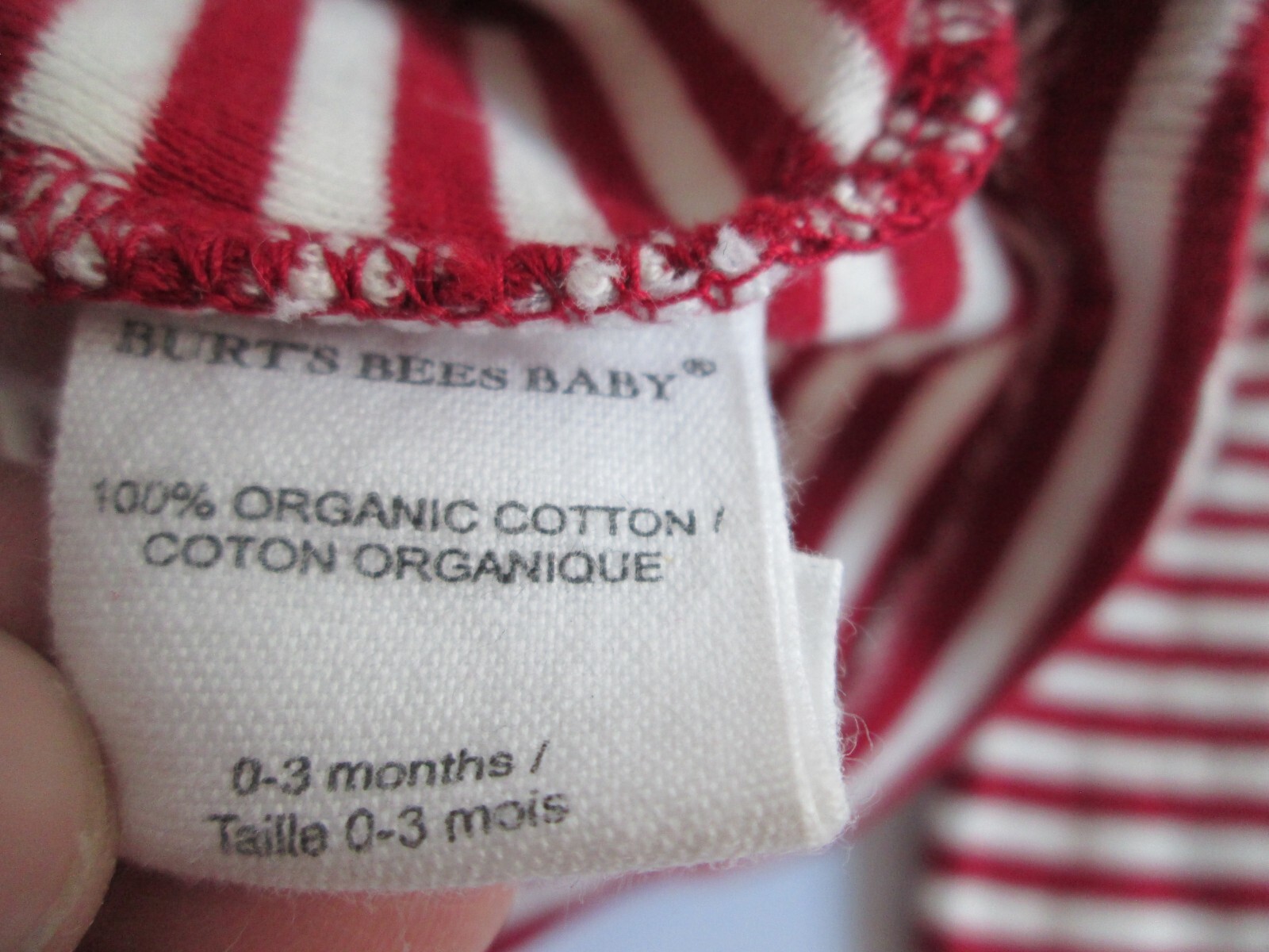 Burt’s Bees Baby 0-3 Months Red White Striped Set Shirt Pants Organic Cotton EUC