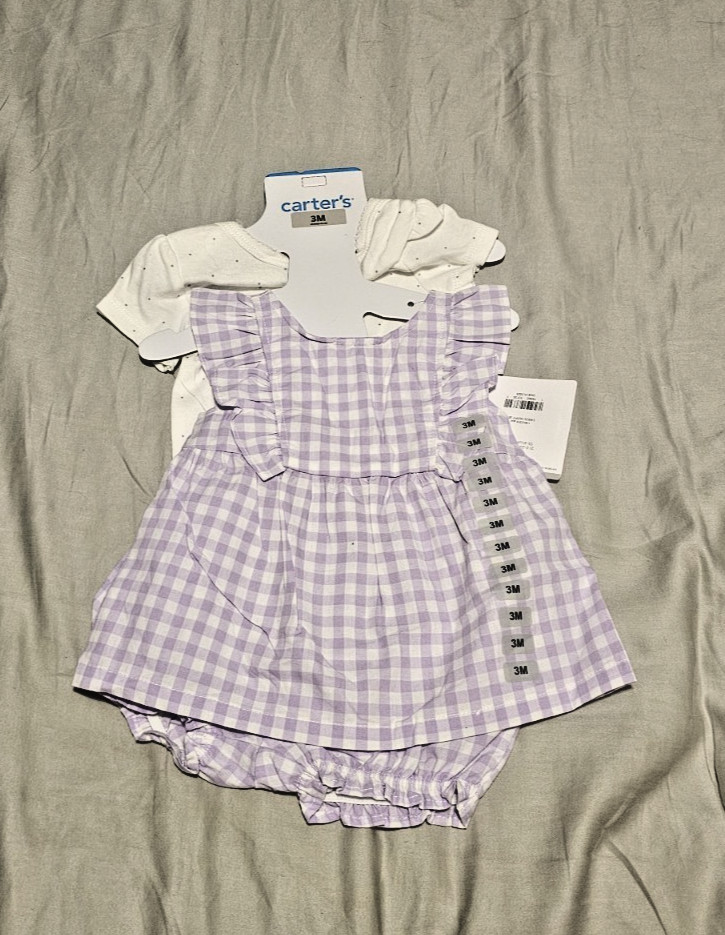 Carters 3 Peice suit Purple & White Size 3M