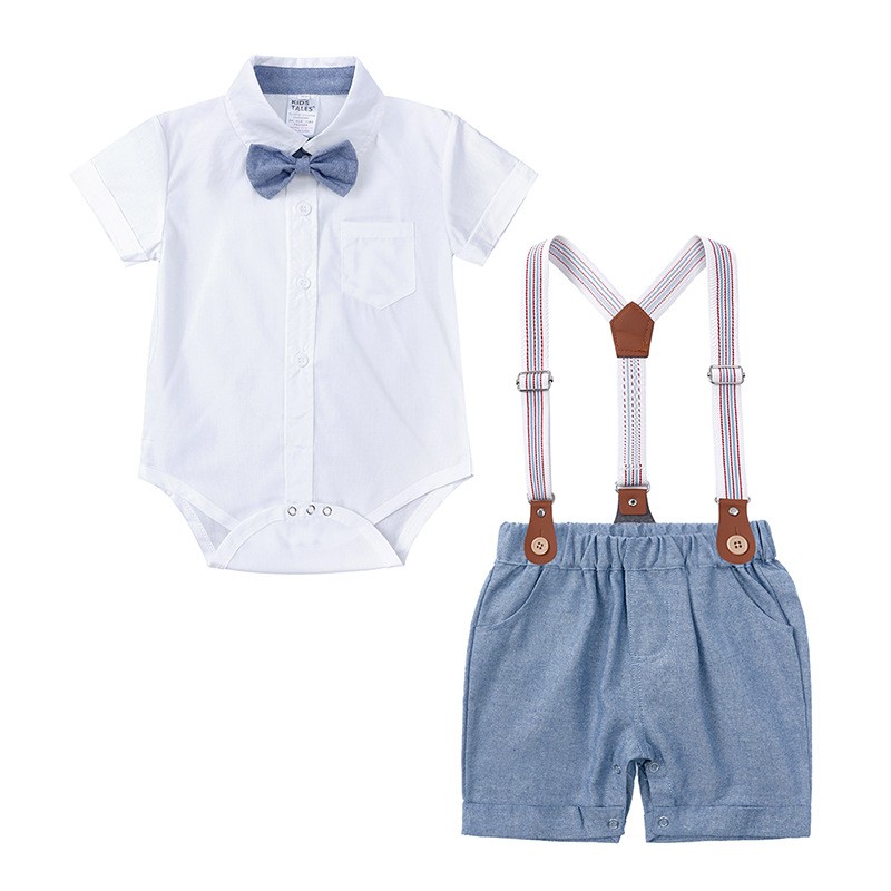 Baby Boy Sleeveless Suit Suspender Shorts Summer Gentleman Formal Suit Set