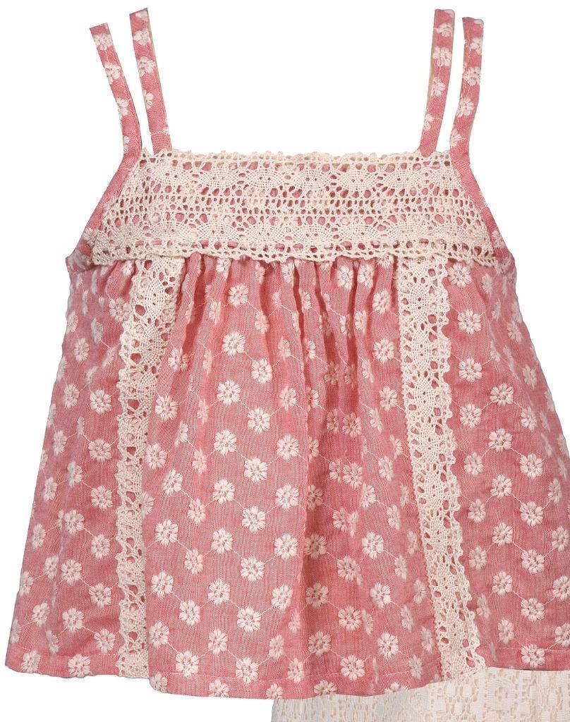 NEW Bonnie Jean Girl Size 3T “CORAL IVORY EMBROIDERED” Gauze Top Lace Shorts Set