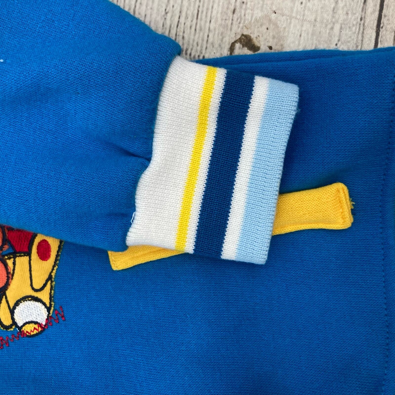 Vintage 90s Baby 6/9 Months Varsity Fleece Outfit Blue Yellow