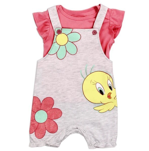 LOONEY TUNES Tweety Girls Infant Shortall Set, 12M/18M/24M