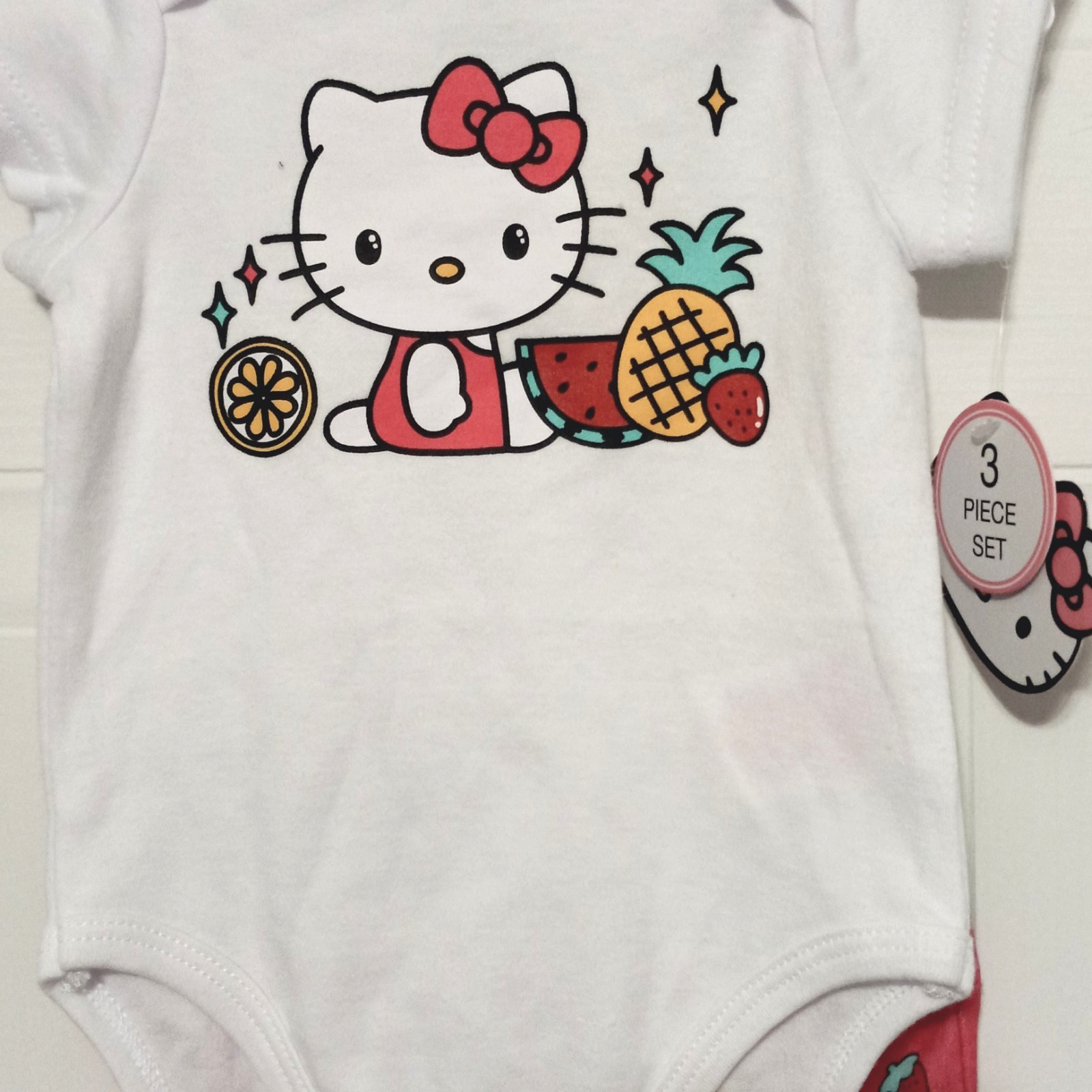 NWT Hello Kitty Baby Girls 3 PC Pants Set 6 Months Headband Short Sleeve Outfit