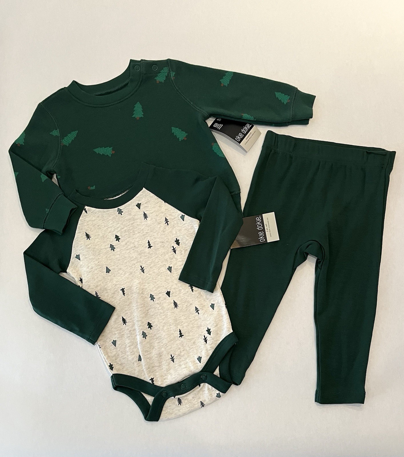 Baby Boy Clothes 18 Months Pants Bodysuit Sweatshirt 3 PC Set Green Trees New