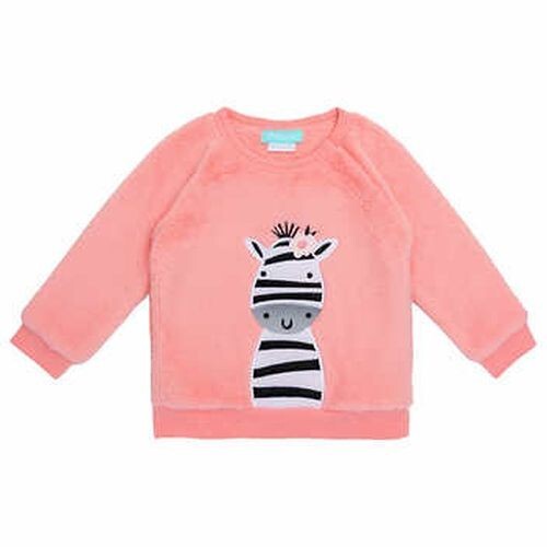 Baby Girls 4Pc Plush Top with Long Sleeve Bodysuit and Pants Set 9 Months Zebra