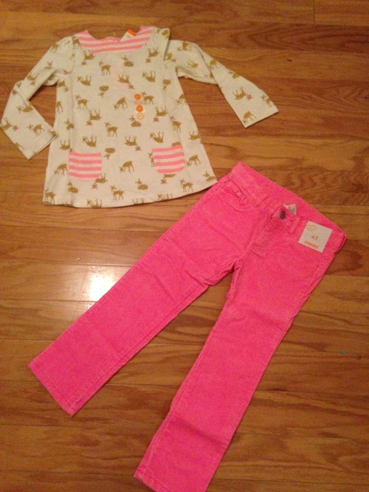 NWT Gymboree Fairy Tale Forest Dress Swing Top Neon Pink Skinny Cord Pants 4T