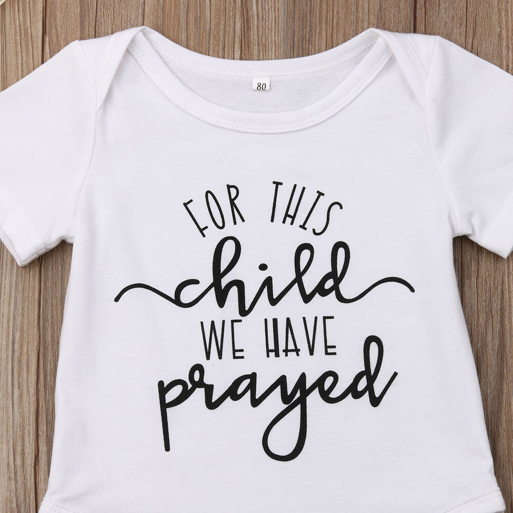 Newborn Baby Girl Boys Button Romper Tops Bodysuit Letter Outfits Set Clothes