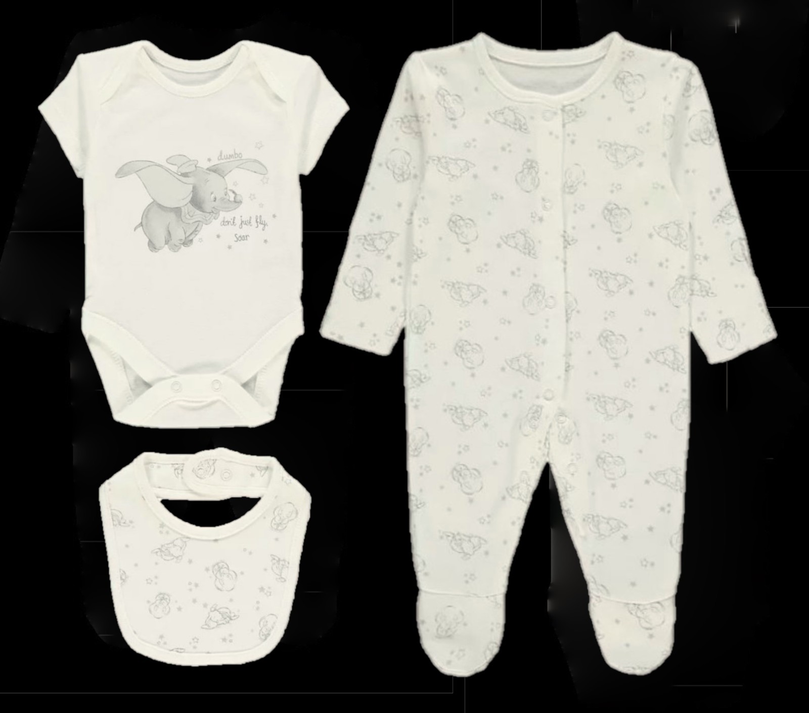 Baby Unisex Disney Dumbo Character 3 Piece Starter Set 0-3 Months