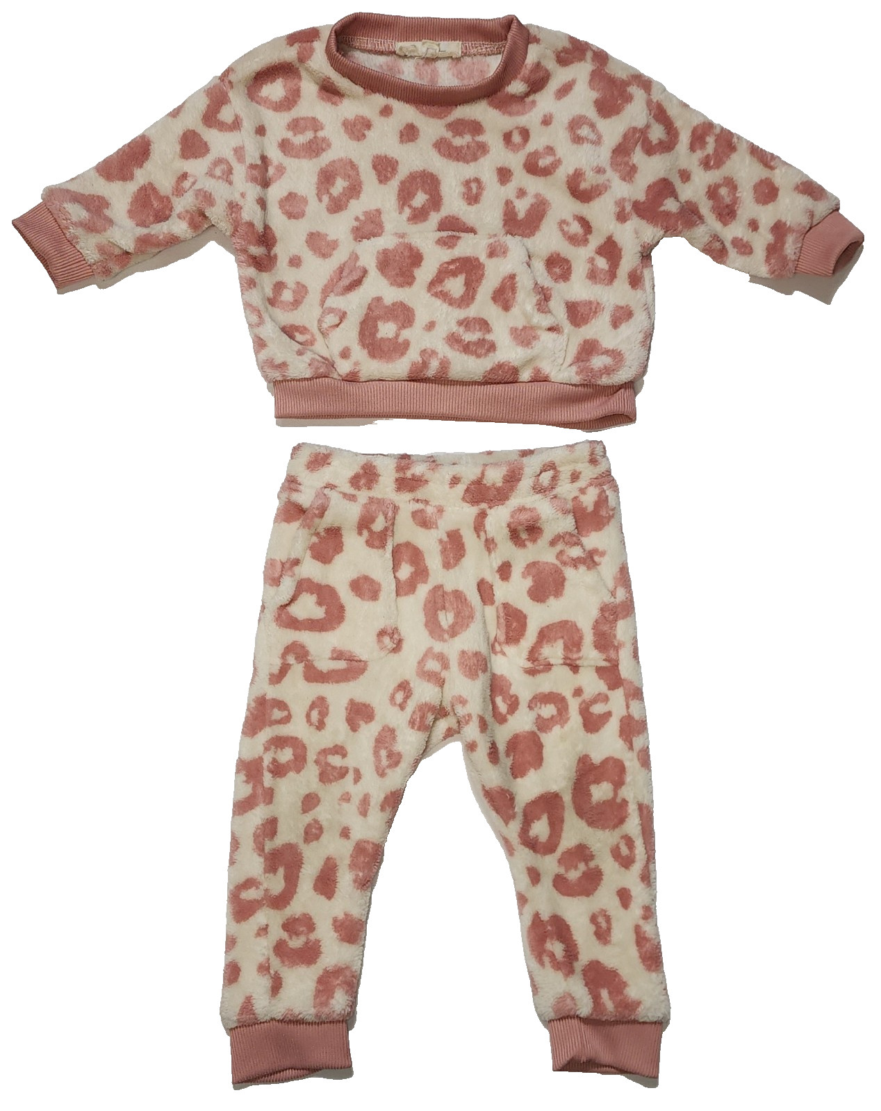 Jessica Simpson Baby Girl Pink Animal Print Leopard Fleece Set Jogger Sweatshirt