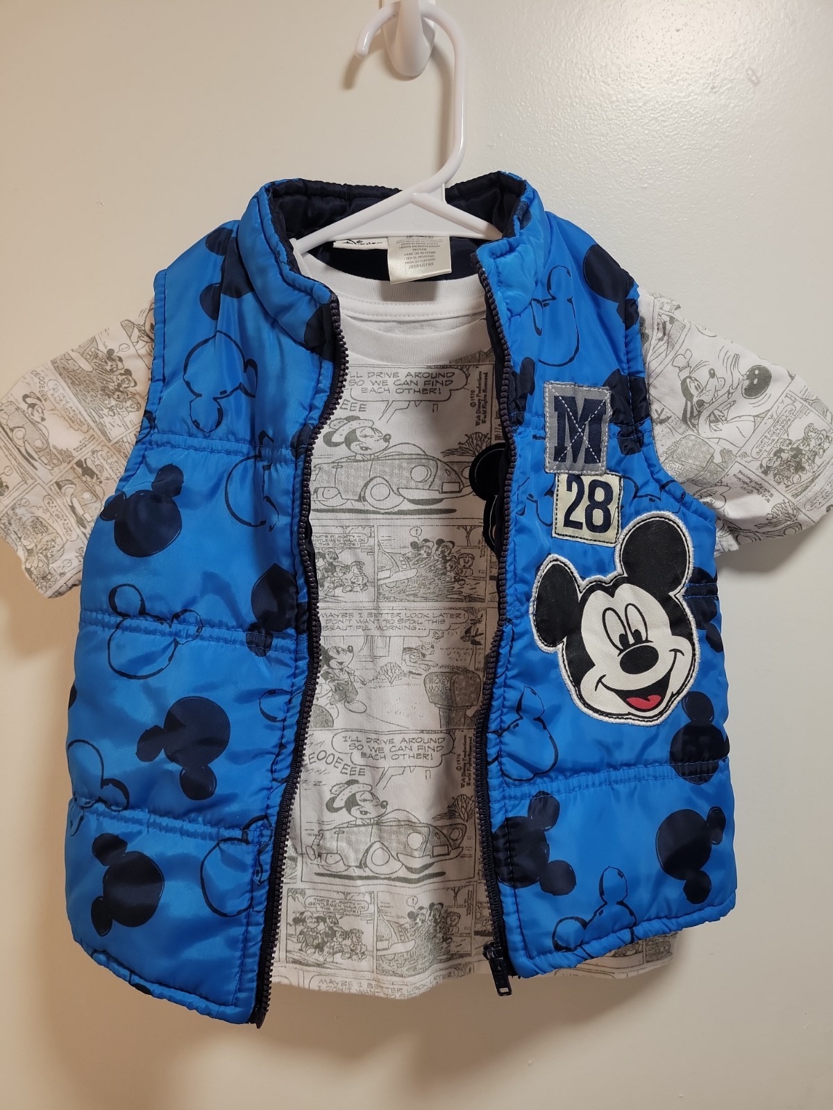 Disney Mickey Mouse 2-Piece Outfit Set 3T T-Shirt & Full Zip Puffer Vest