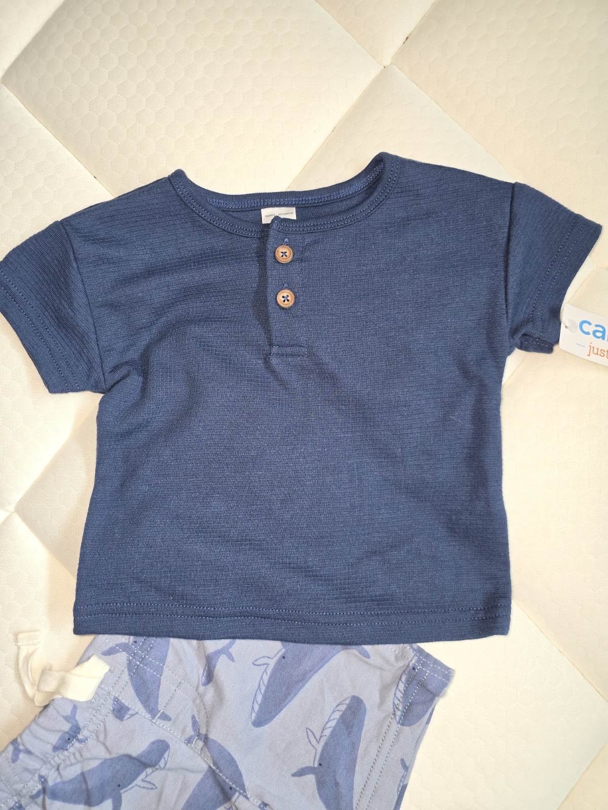 Carter’s 2-Piece Boys Shirt Shorts Set Size 9 Months Blue Whale NWT