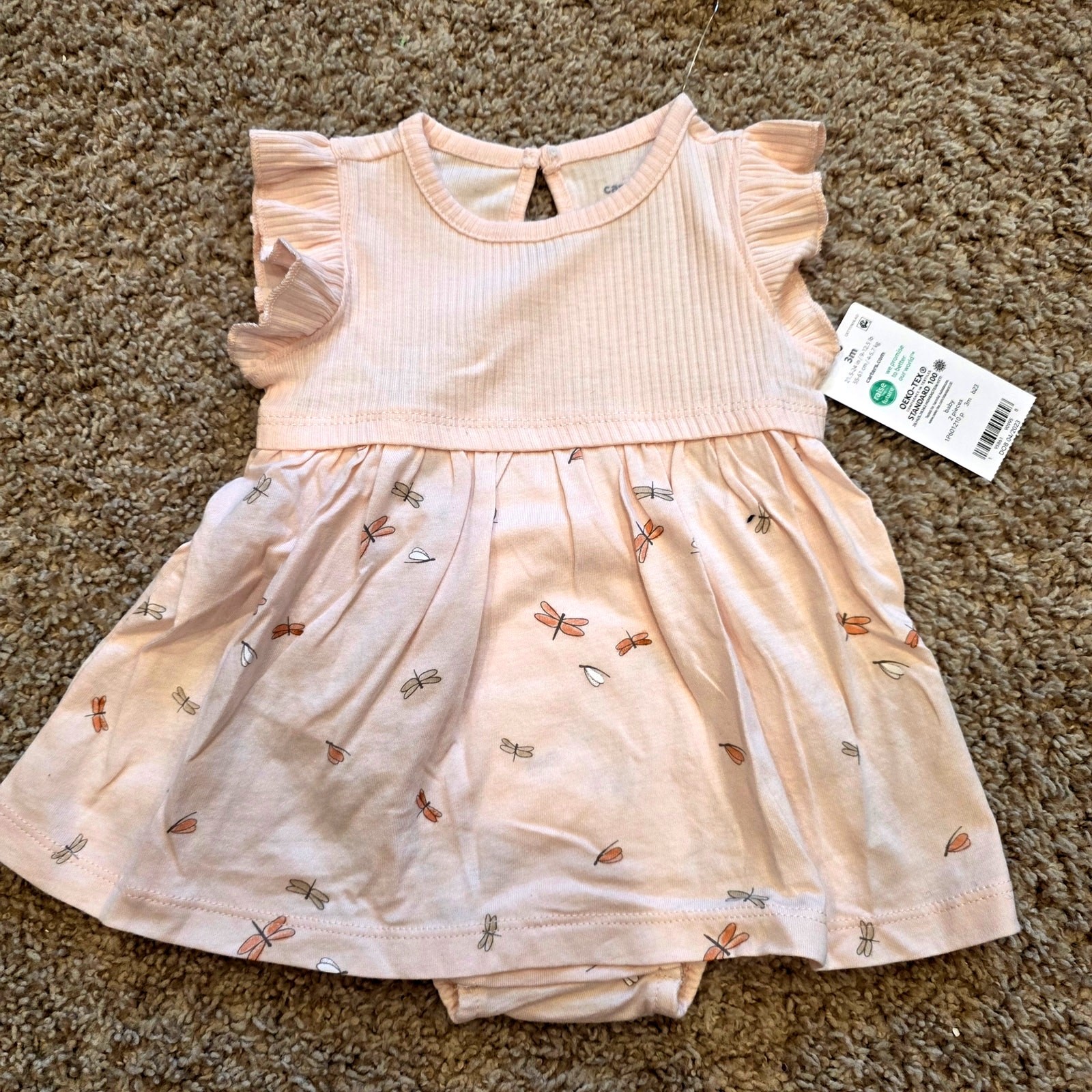NWT carter’s dragon fly ruffle sleeve dress and cardigan set baby sz 3mo