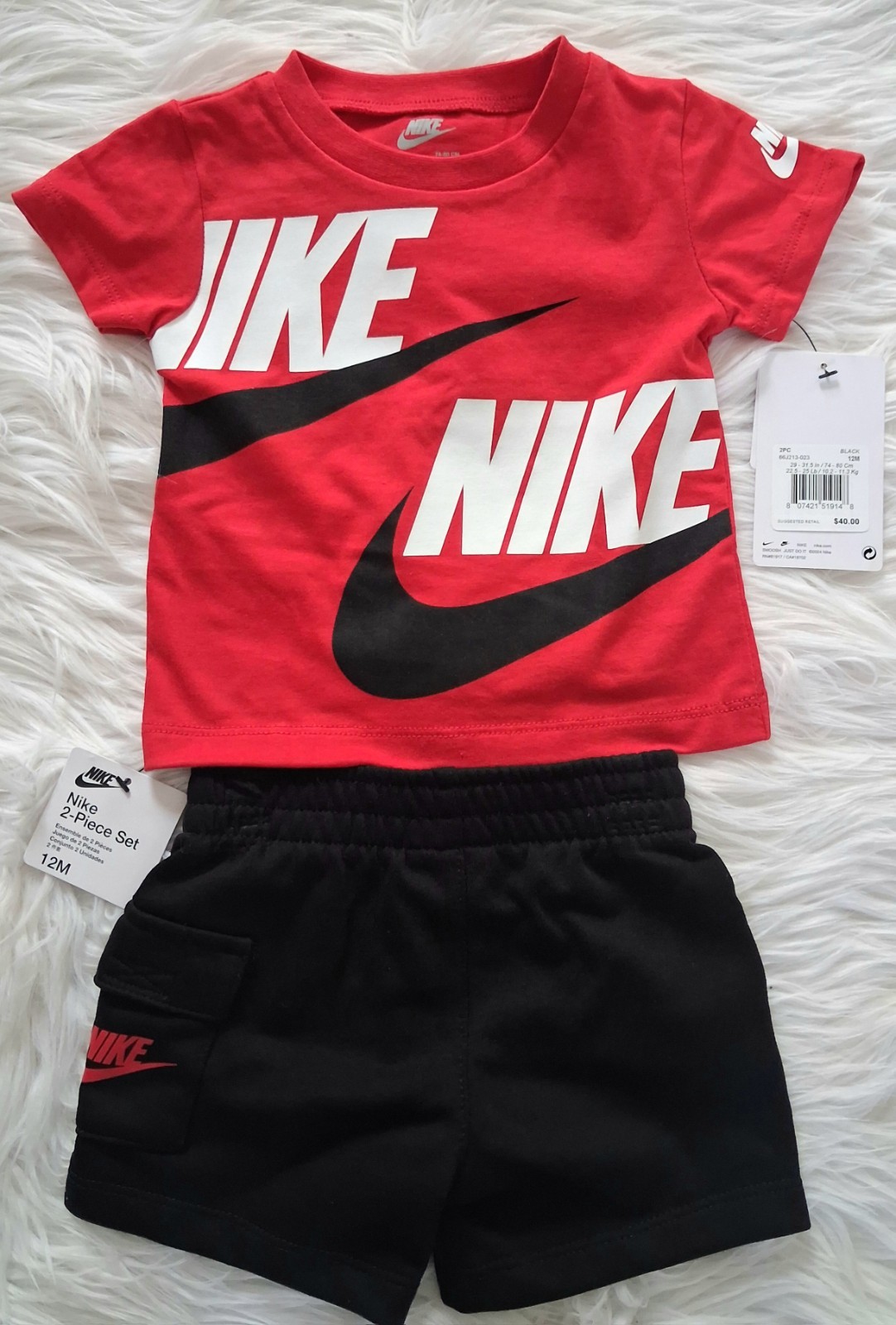 Nike 2 Piece Cargo Shorts &Shirt Set-Size 12M-NWT