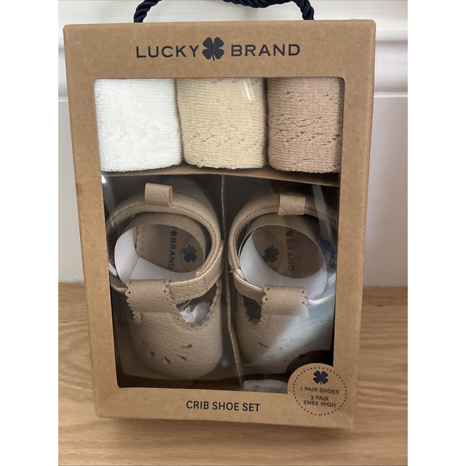 Lucky Brand Crib Shoe Set Size: 3M Style: LB-ABBY-MAR Color: Taupe Brand New
