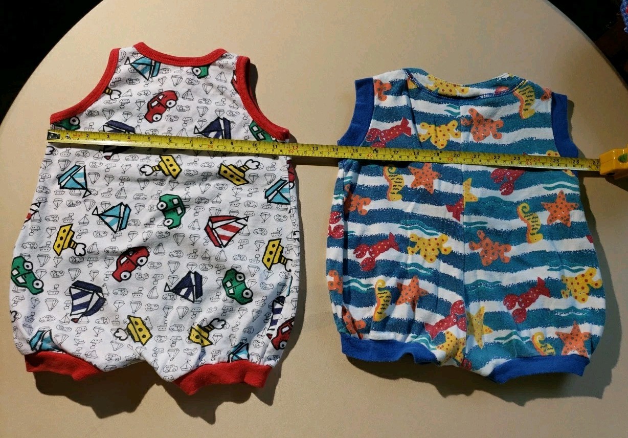Vintage 90s Circo Gerber Rompers 12-18 mo Boats Ocean Theme One Piece Summer Lot