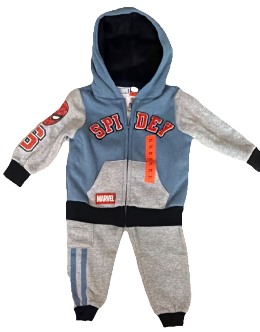 Marvel Spider-Man 3-Piece Hoodie T-Shirt Pants Set 2T Blue Gray Red