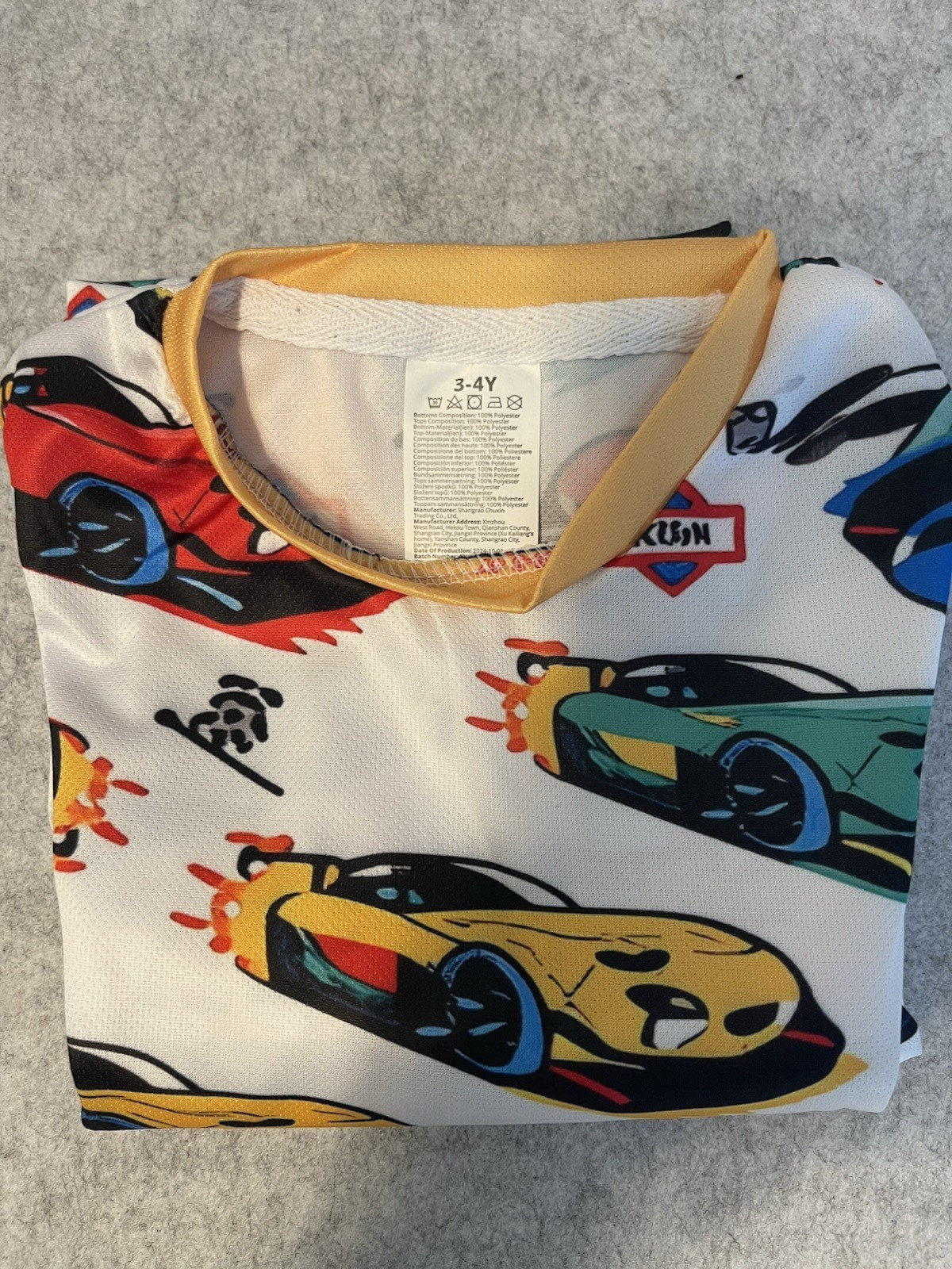 Boys 2-Piece Cars Print Outfit Set Short Sleeve T-Shirt Yellow Shorts 3-4Y