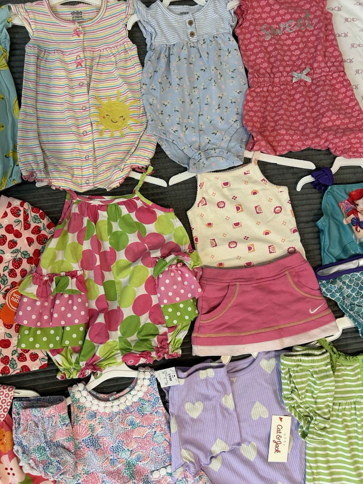 Huge Lot Baby Girls Clothes 12 Months M NEW & EUC Summer Dress Nike Carters 12m