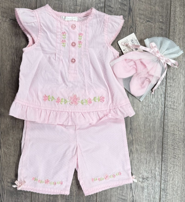Baby Girl Clothes New Vintage First Moments 0-3 Month 3pc Pink Dressy Outfit