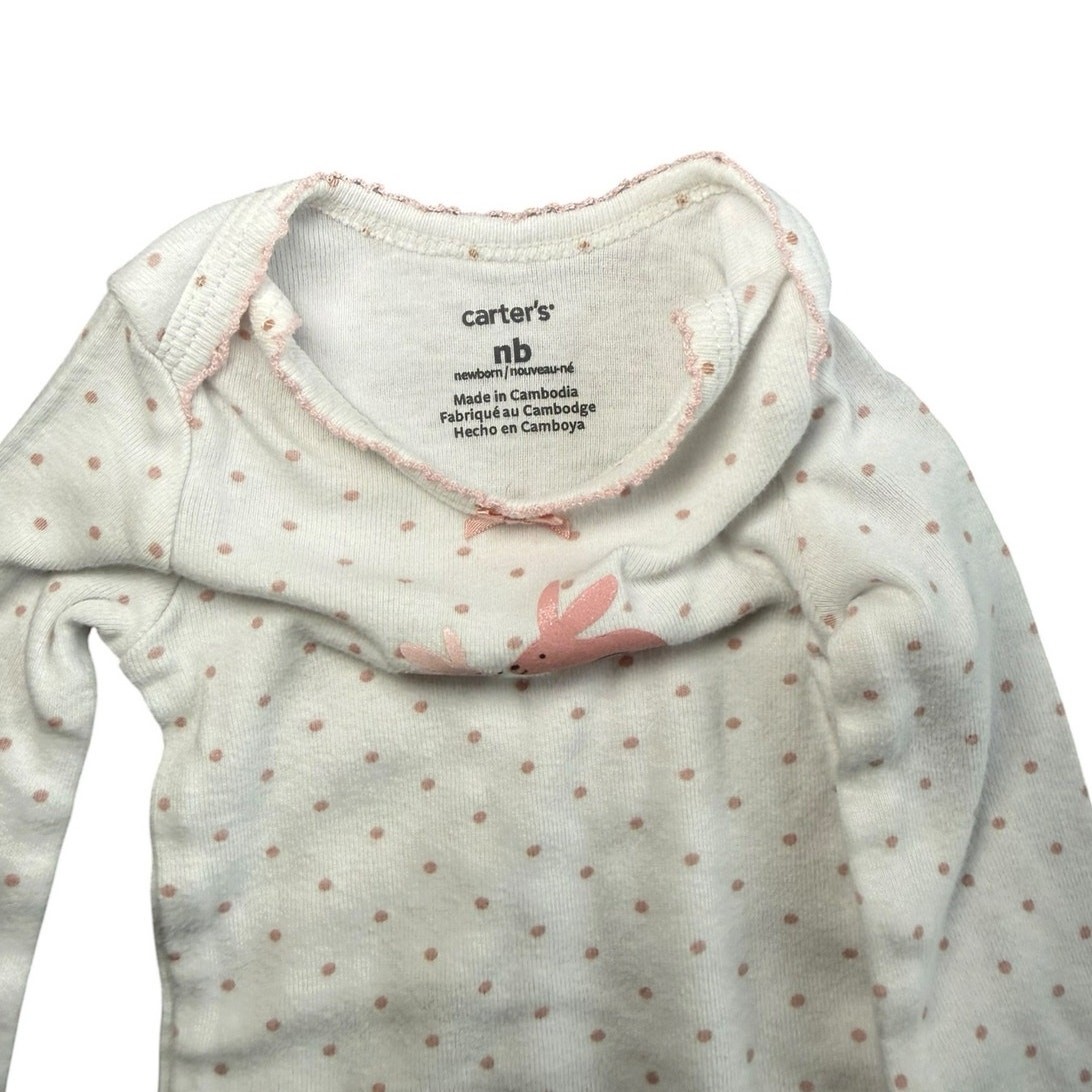 Carters Bodysuit Bundle Baby Girl Bunny Pink White Newborn