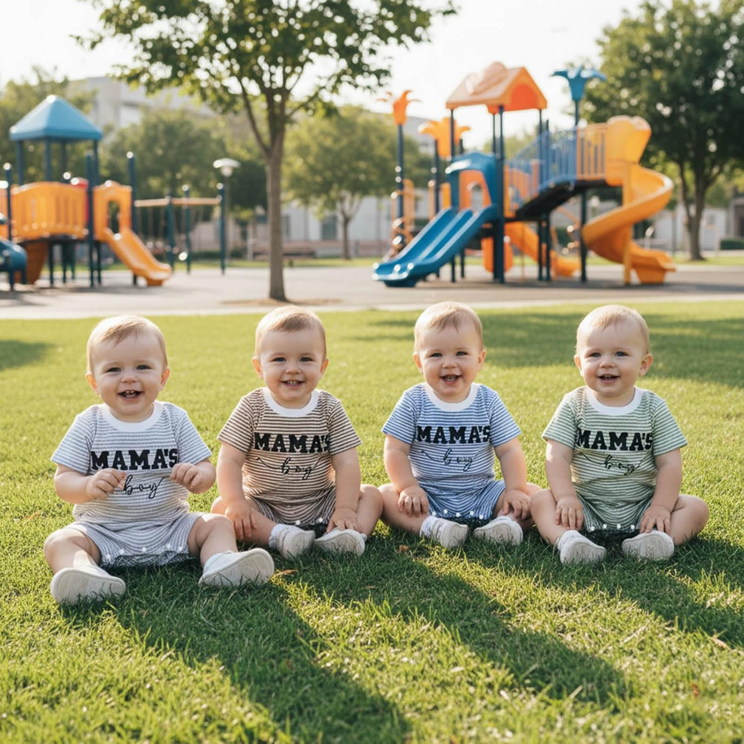 Newborn Baby Boy Summer Clothes Mamas Boy Embroidery Jumpsuit Waffle round Neck