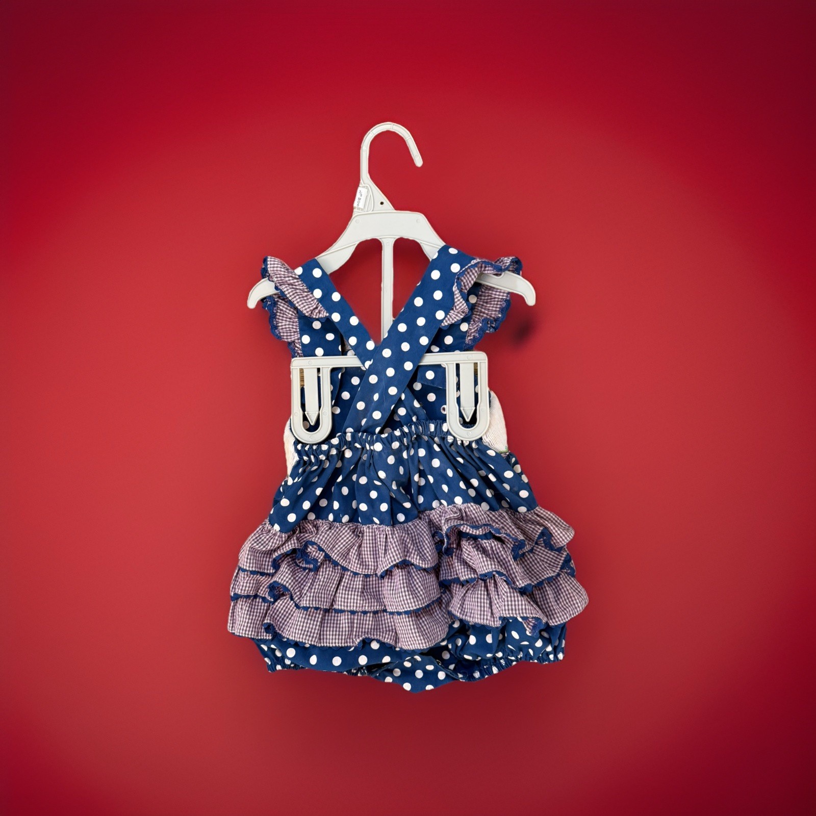 Stellybelly Smocked Peacocks Bubble Romper Ruffles Sz 12 month