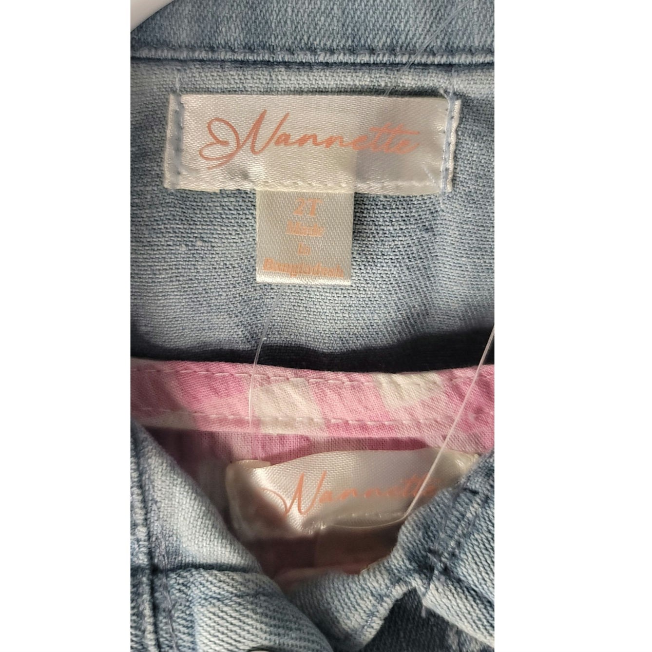 Three-piece Set Light-wash Denim Jacket Embroidered Pink Bows Gingham Dress Bow
