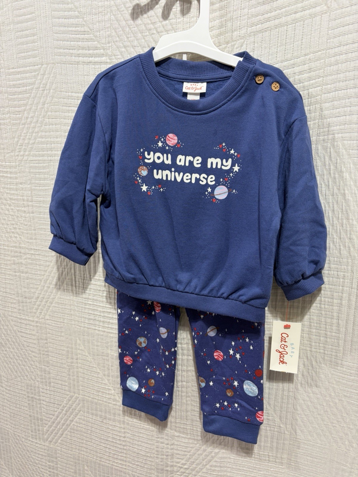 Cat & Jack 2 Piece You Are My Universe Space Sweatsuit Size 18 Months New