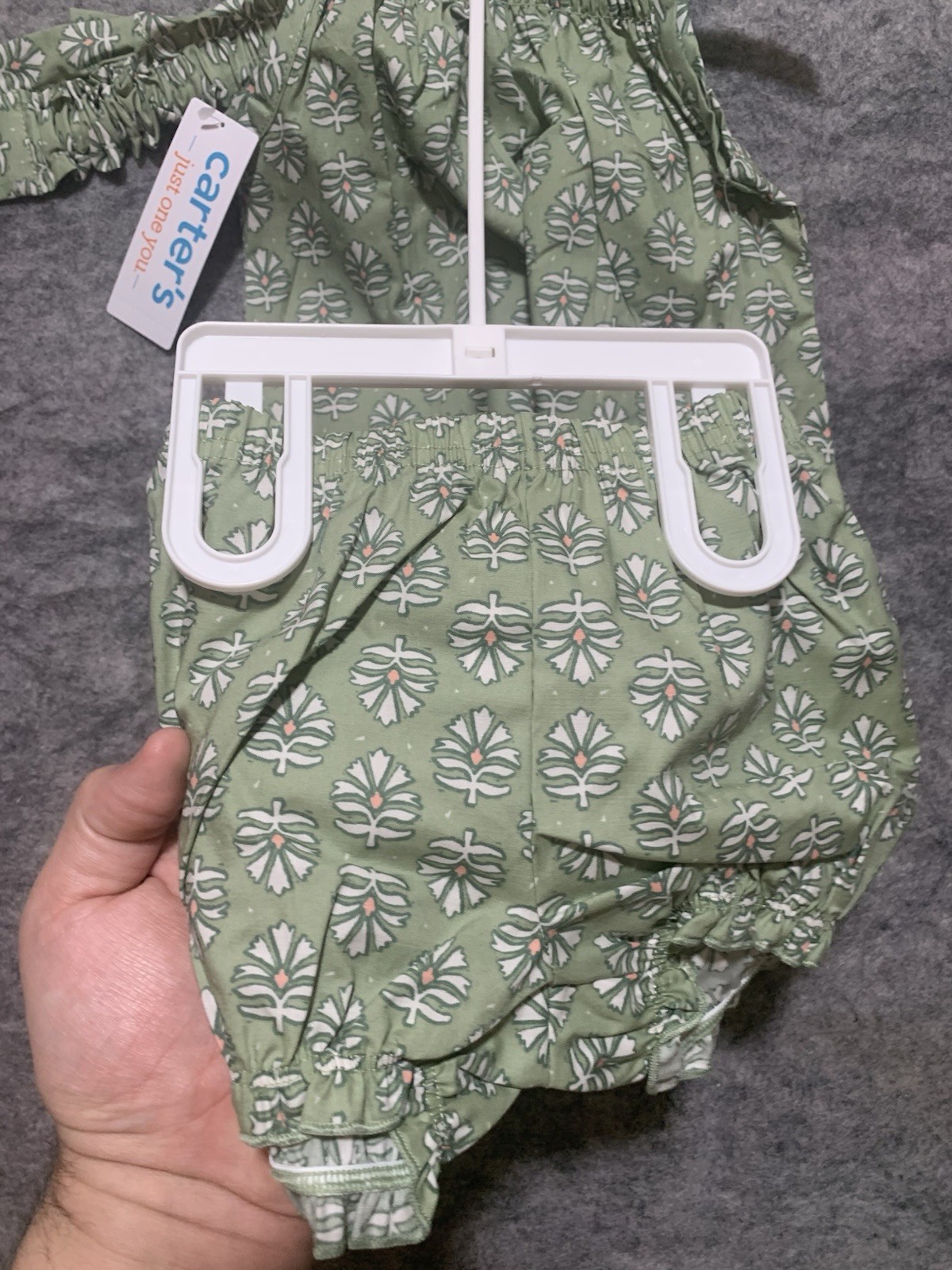 Carter’s Size 12M 3 Piece Set Dress Bloomers Headband NWT Green Floral 0462