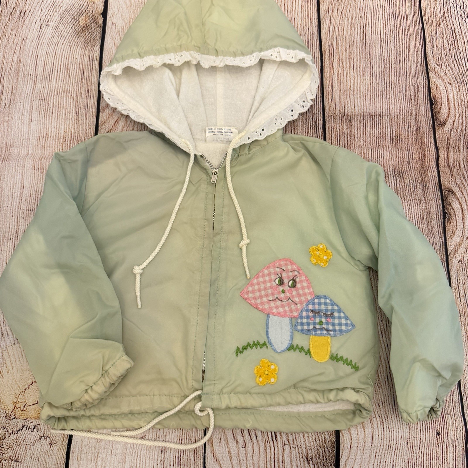 Lot Vintage Baby Girl Overalls Jacket Size 6 12 Months Gingham Mushroom Ruffle