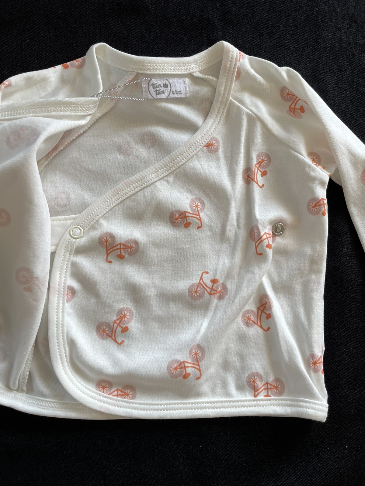 Tun Tun (Peru) NWT Ivory/Orange Bicycles Pima Cotton Top & Footie Pants-0-3Mos